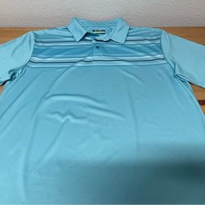 BEN HOGAN PERFORMANCE SHIRT MENS LARGE  BLUE SHORT SLEEVE 1/4 BUTTON UP